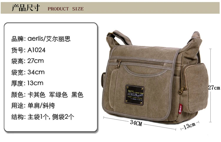 Men's Vintage Canvas Crossbody Bag