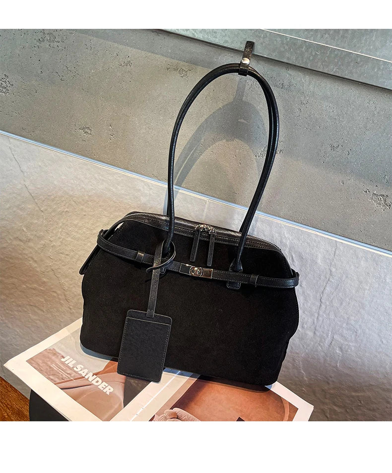 Women's Water-Resistant Suede Leather Tote