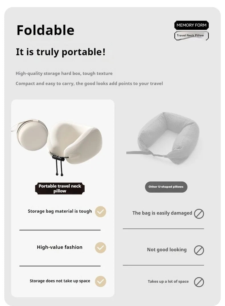 Memory Foam Travel Pillow — Soft Neck Cushion for Flights & Long Journeys