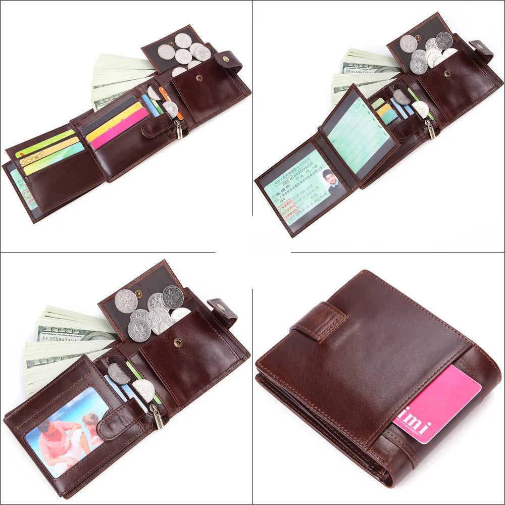 RFID Genuine Leather Men's Wallet — Slim Bifold Card Holder