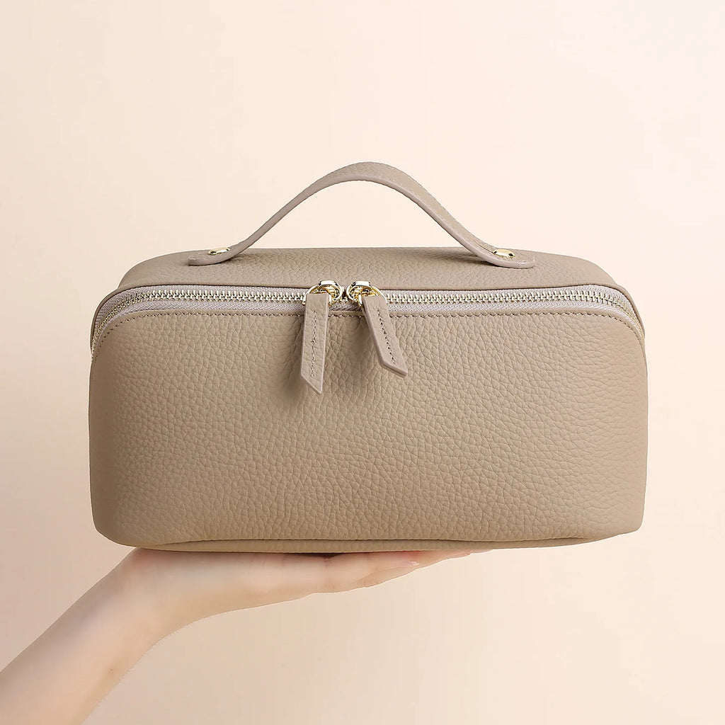 Genuine Leather Travel Cosmetic Bag