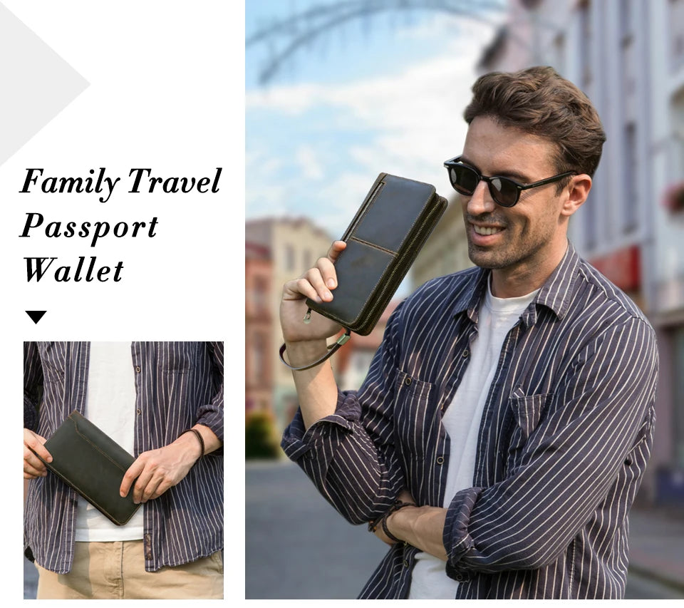 Leather Family Passport Wallet with AirTag Slot