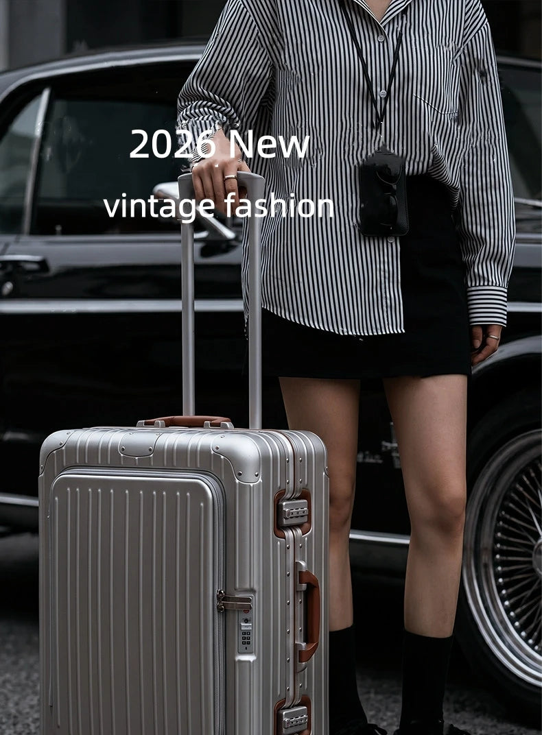 Carry-On Suitcase with Front Pocket — TSA Lock Rolling Luggage 20/24/28"