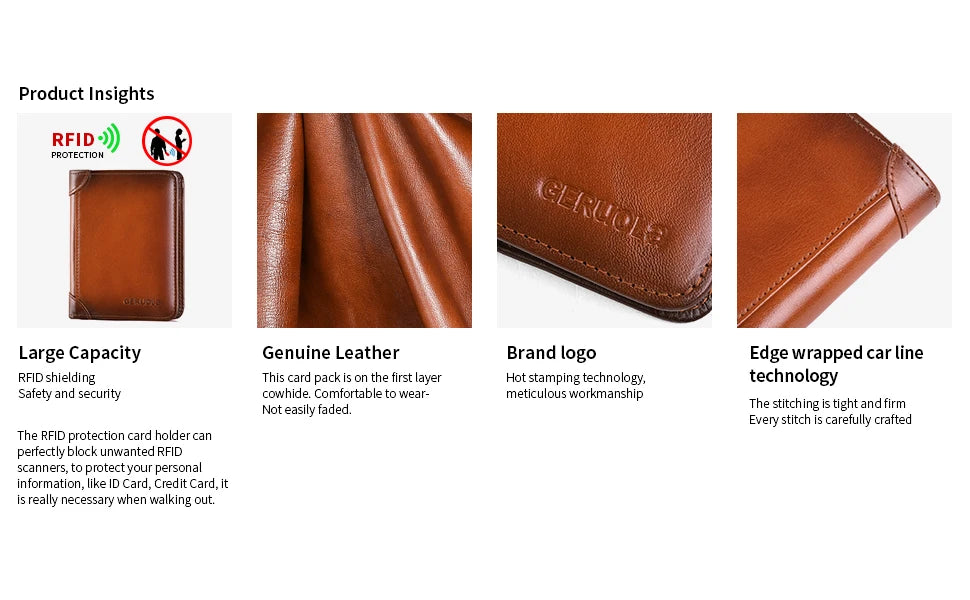Slim RFID Leather Wallet – Bifold or Trifold