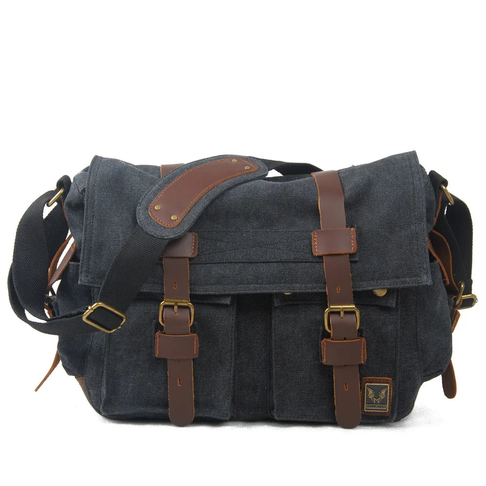 Vintage Canvas & Leather Messenger Bag