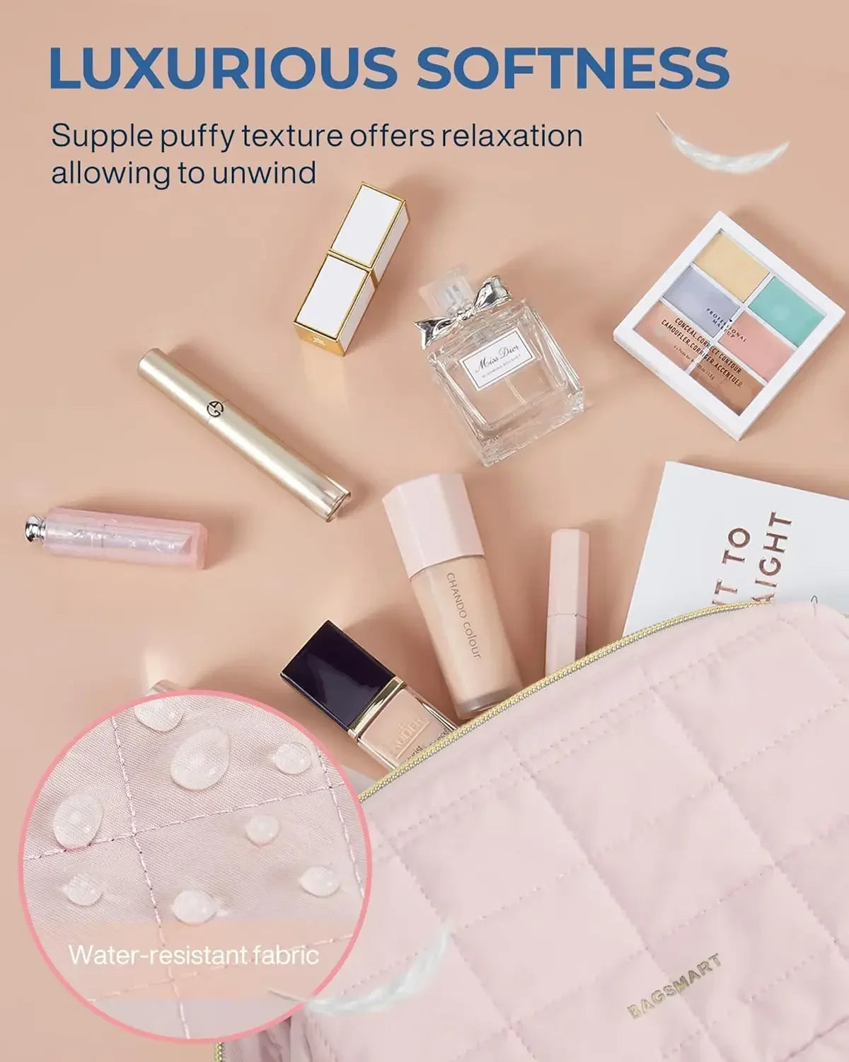 Padded Wide-Opening Travel Makeup Bag
