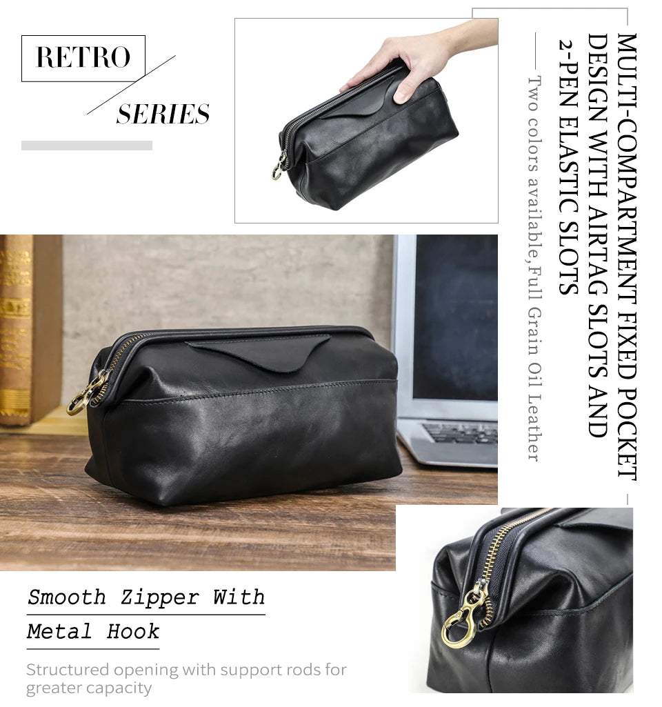Northbound Travel Tech Clutch — Genuine Leather Cable & Accessory Organiser