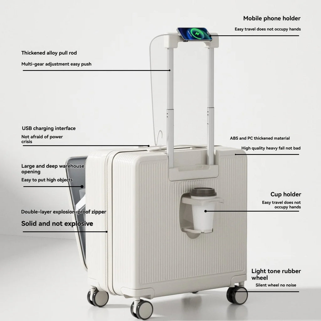 18" Cabin Suitcase with Deep Front Compartment — Unisex Boarding Bag