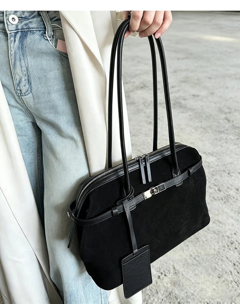 Women's Water-Resistant Suede Leather Tote