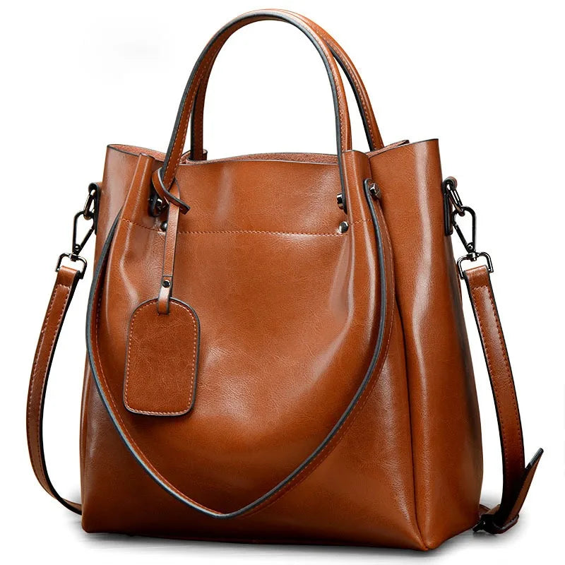 Women's Slouchy Waxed Leather Convertible Shoulder Bag