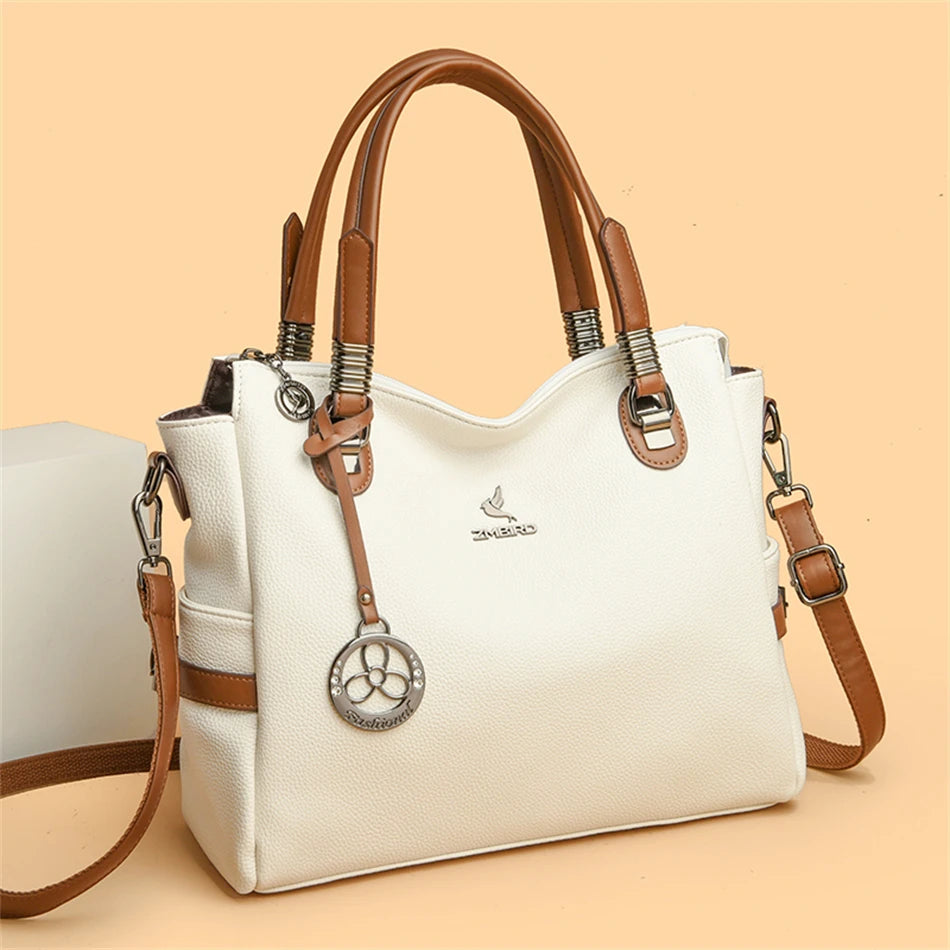 Women's Genuine Leather Crossbody Shoulder Bag – Large Luxury Handbag