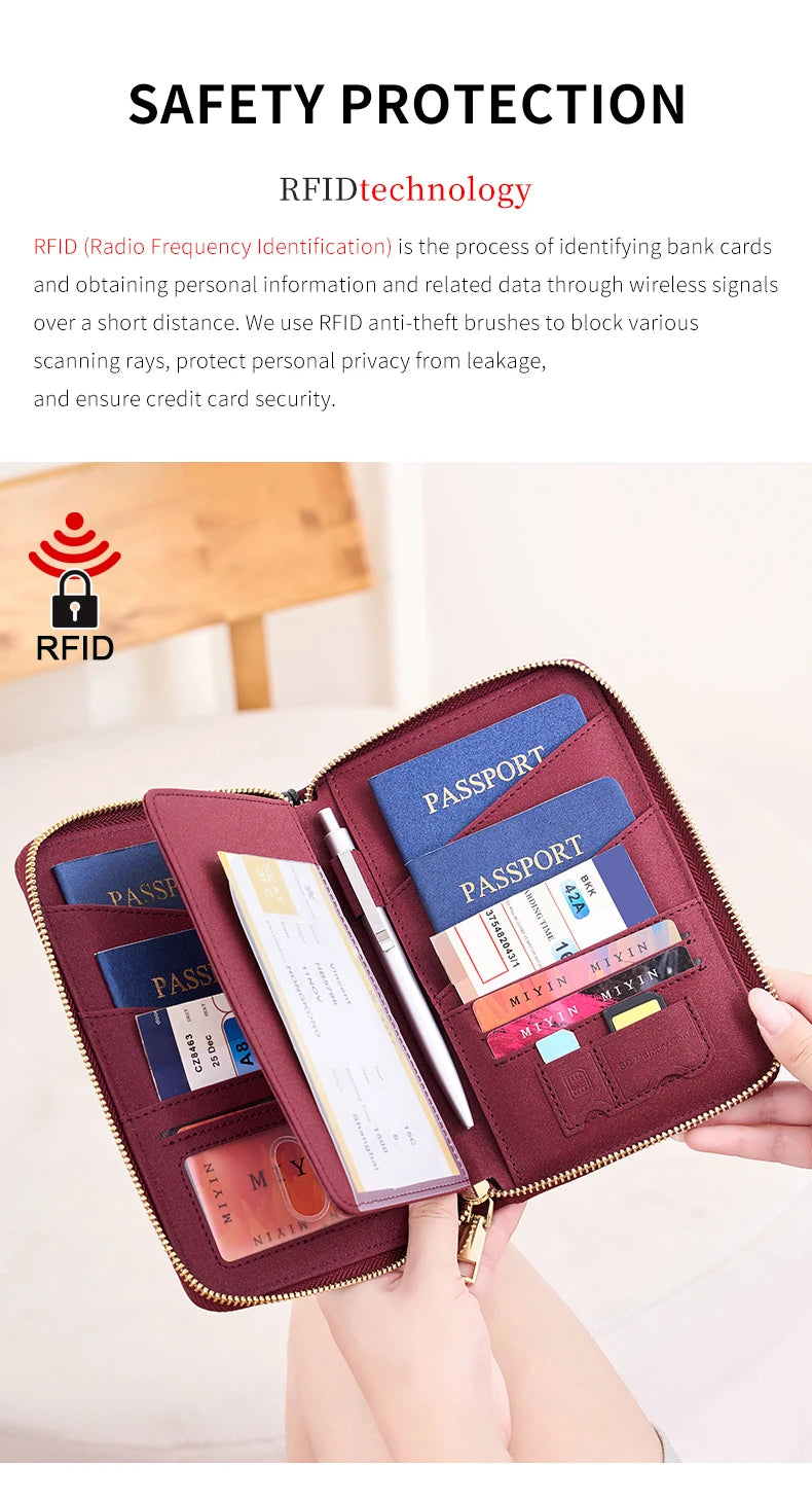 RFID Anti-Theft Zipped Passport Holder & Travel Organiser – Unisex