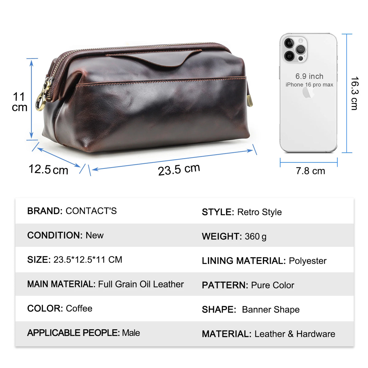 Northbound Travel Tech Clutch — Genuine Leather Cable & Accessory Organiser