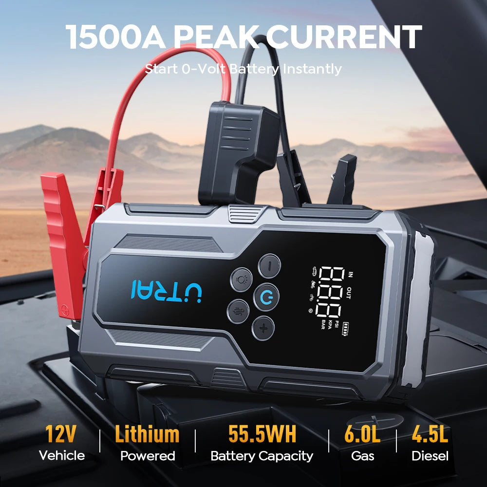 Northbound Jump Starter 1500A — Portable Power Bank with 150PSI Air Pump