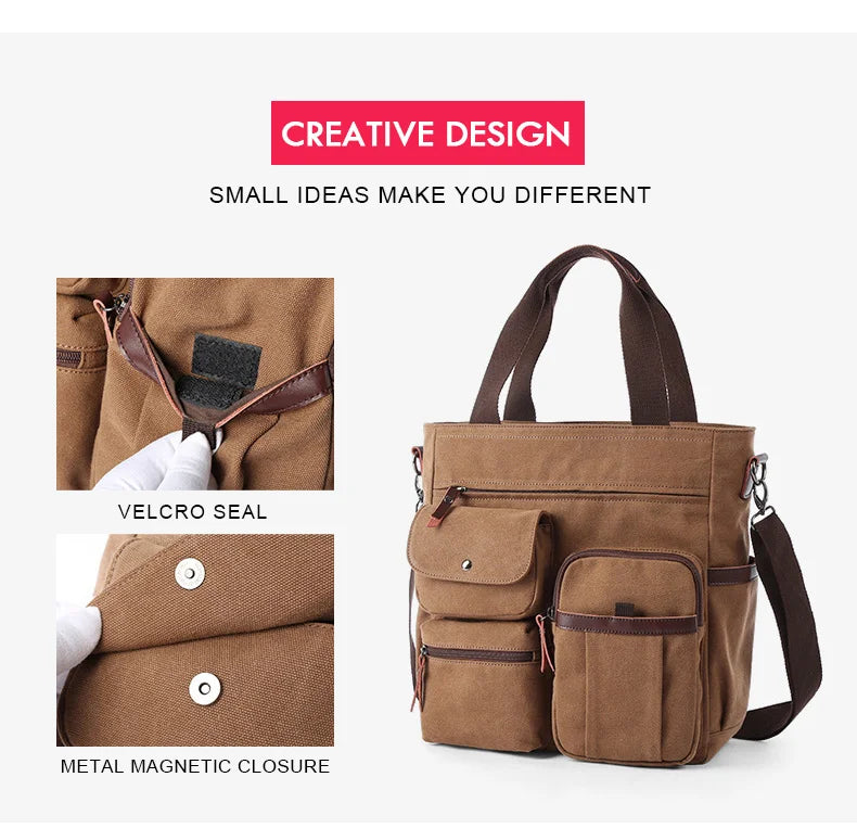 Canvas Messenger Bag for Travel & Work