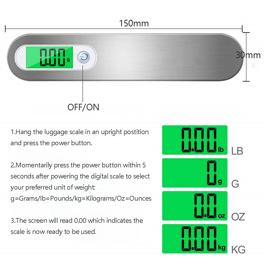 LCD Digital Luggage Scale 50kg — Precision Hook Hanging Weigher