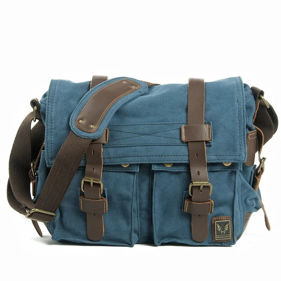 Vintage Canvas & Leather Messenger Bag