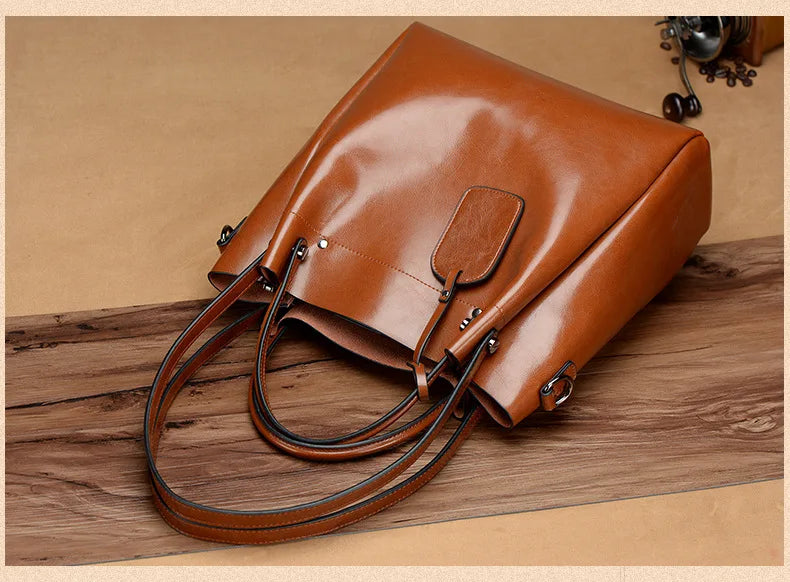 Women's Slouchy Waxed Leather Convertible Shoulder Bag