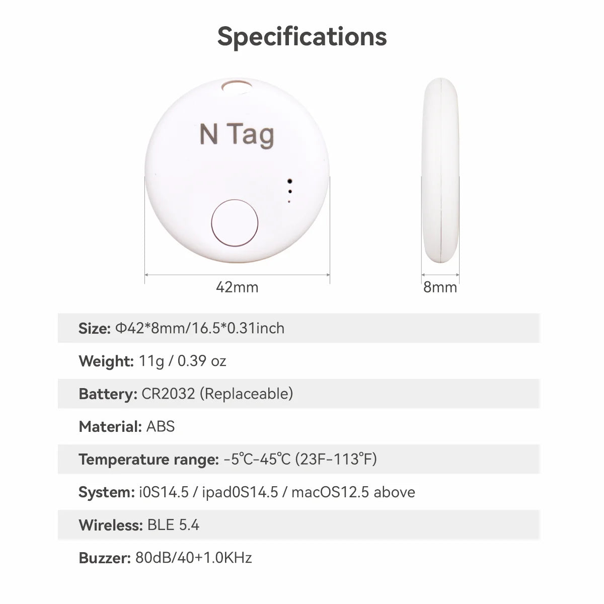 Bluetooth Smart Tag | Apple Find My Tracker (iOS)
