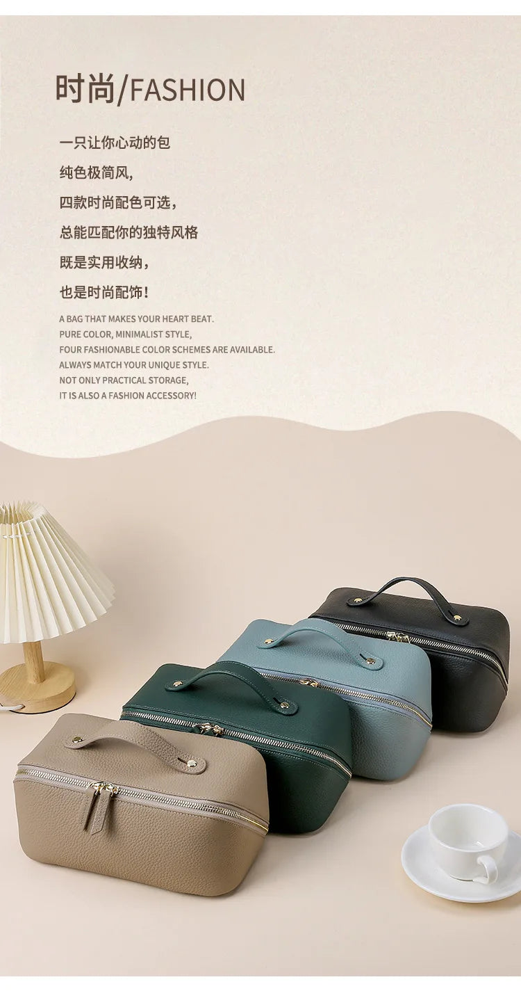 Genuine Leather Travel Cosmetic Bag