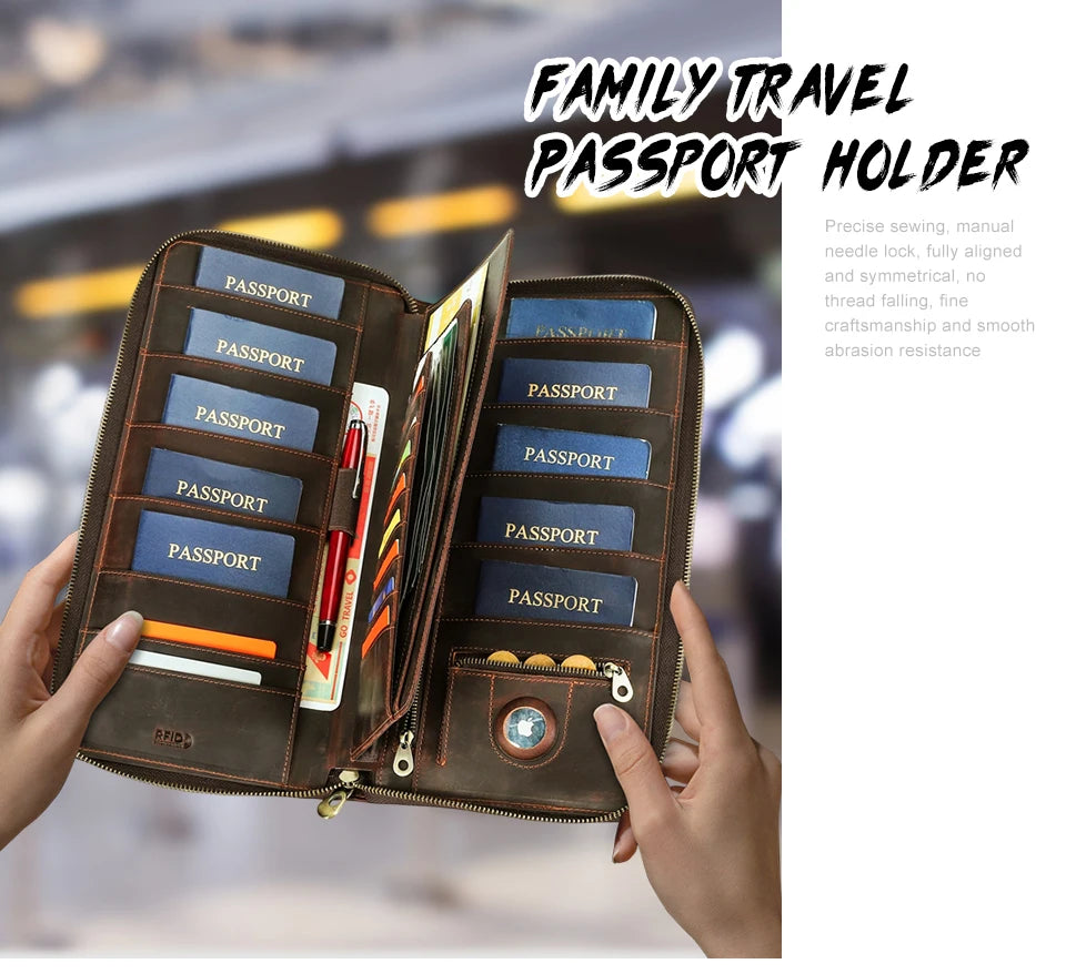 Family Travel Passport Holder – RFID Anti-Theft Document Organiser