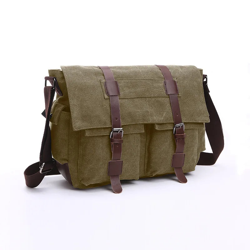 Men's Canvas Messenger Bag — Vintage Crossbody Shoulder Bag