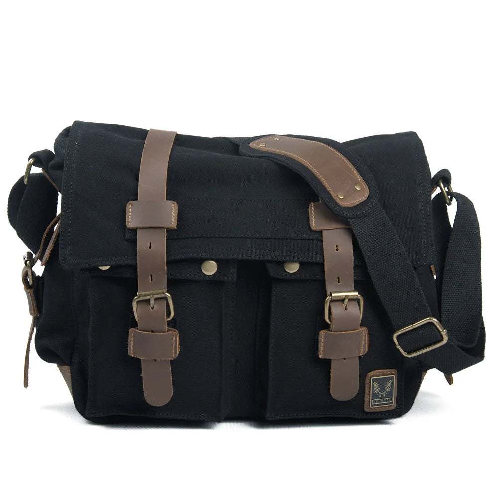 Vintage Canvas & Leather Messenger Bag