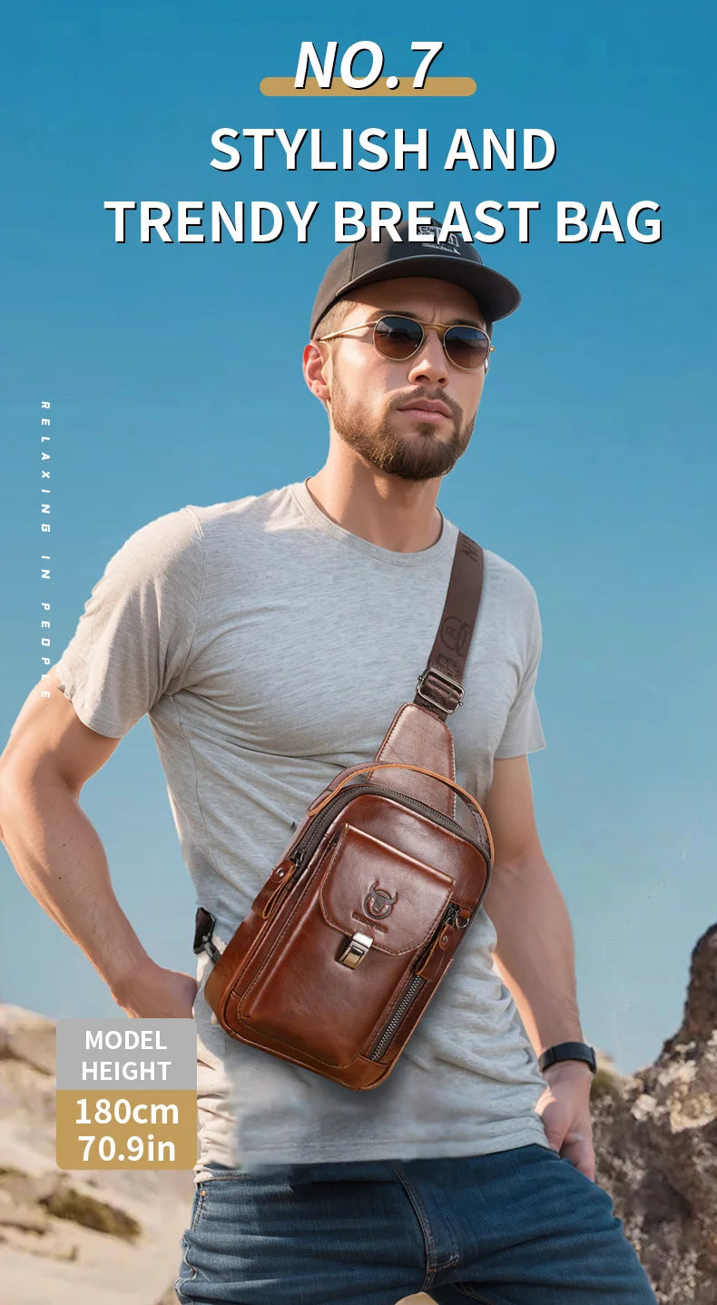 Waxed Canvas Chest Bag — Multi-Pocket Crossbody Sling for Travel