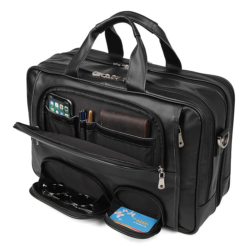 Men's Leather Shoulder Briefcase