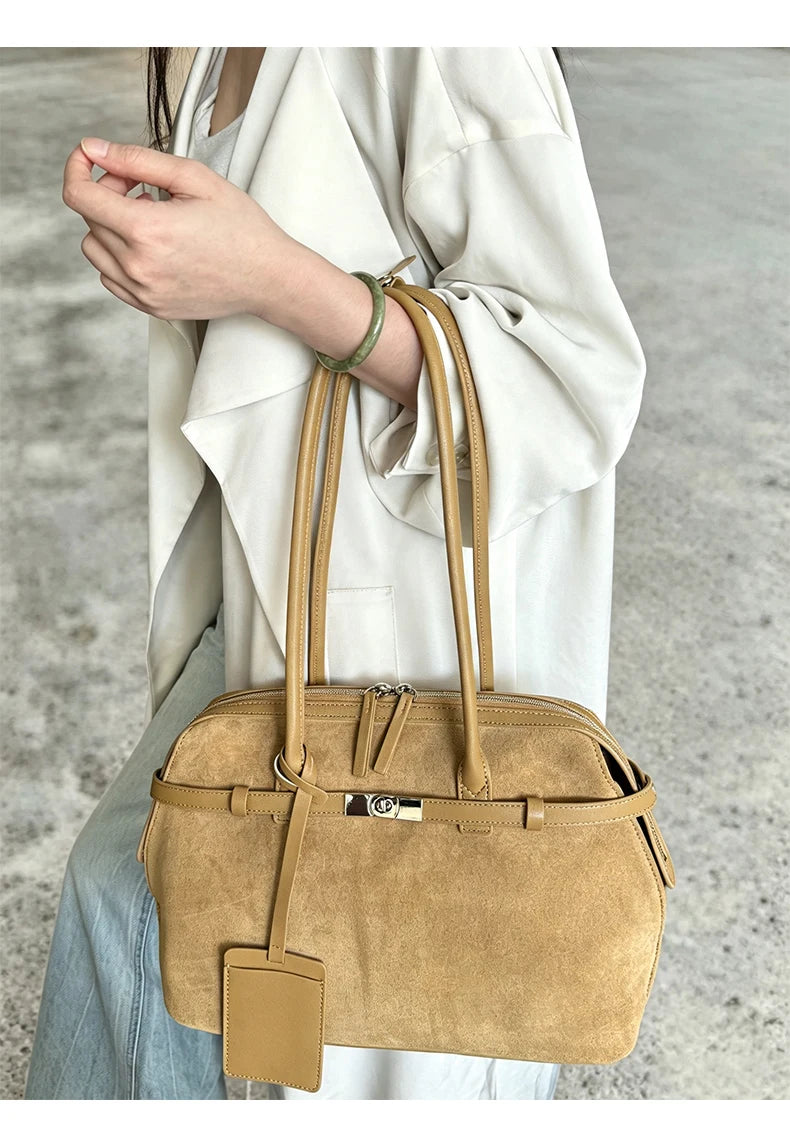 Women's Water-Resistant Suede Leather Tote