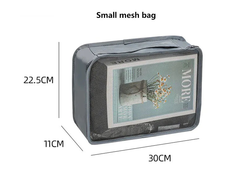 8-Piece Waterproof Travel Packing Cubes Set – Luggage Organiser with Drawstring Pouches