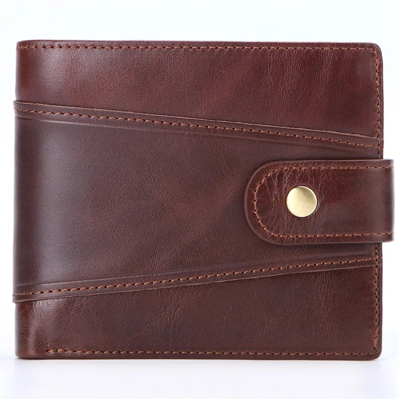 RFID Genuine Leather Men's Wallet — Slim Bifold Card Holder