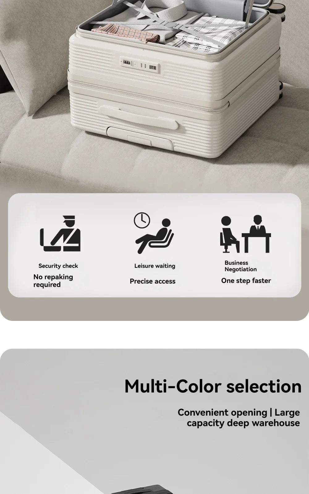 18" Cabin Suitcase with Deep Front Compartment — Unisex Boarding Bag
