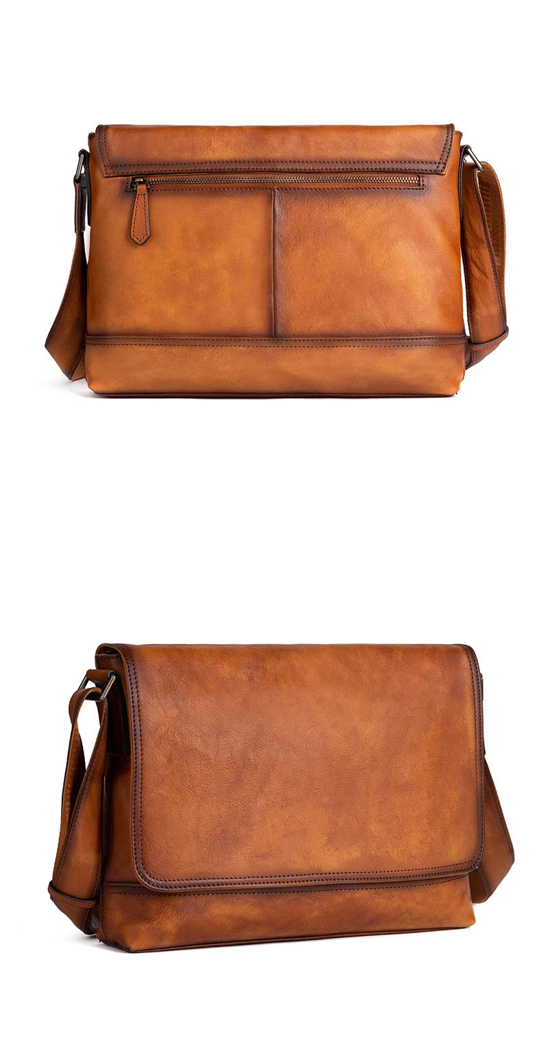 Men's Genuine Leather Briefcase – Large Capacity Shoulder Messenger Bag