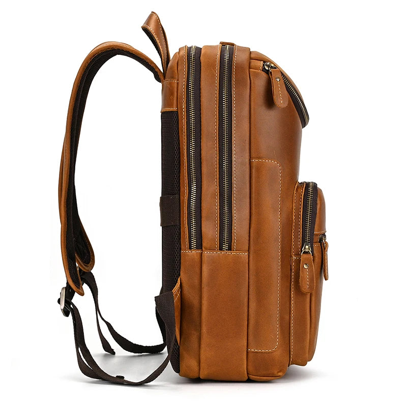 Unisex Vintage Crazy Horse Leather Backpack