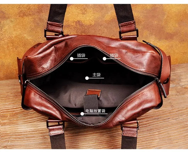 Men's Vegetable-Tanned Leather Travel Bag