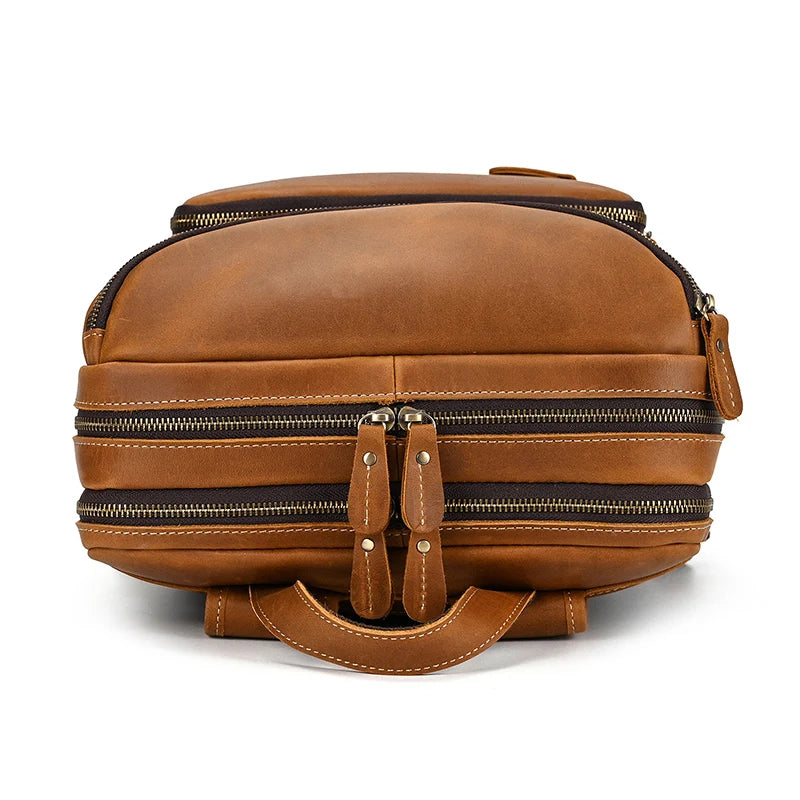 Unisex Vintage Crazy Horse Leather Backpack