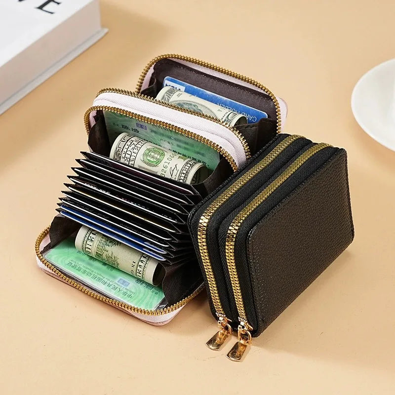 RFID Mini Wallet — Unisex PU Leather Zip Coin Purse