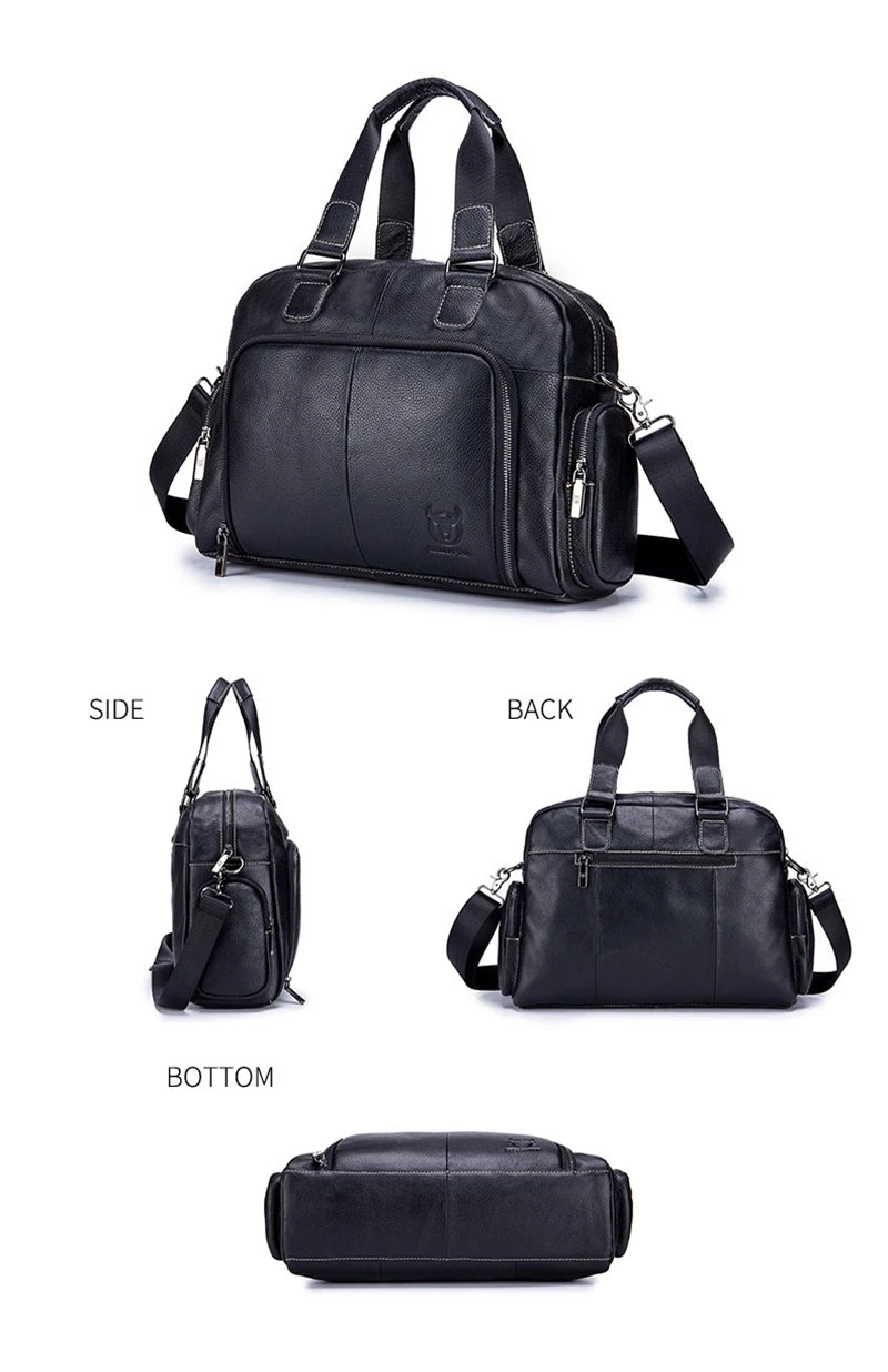 Men's Genuine Leather Briefcase – Vintage Cowhide Laptop Shoulder Bag