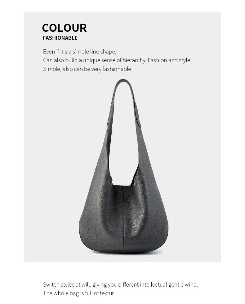 Women's Soft Leather Bucket Shoulder Bag