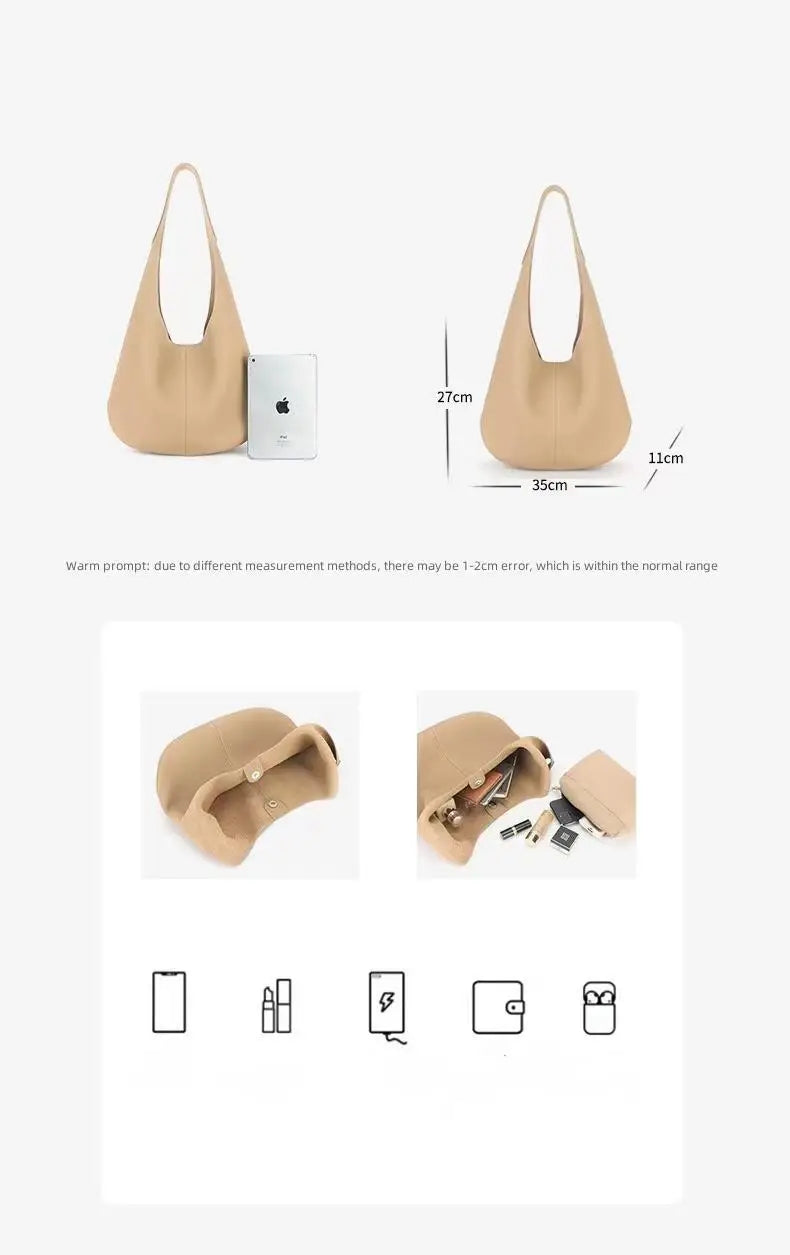 Women's Soft Leather Bucket Shoulder Bag