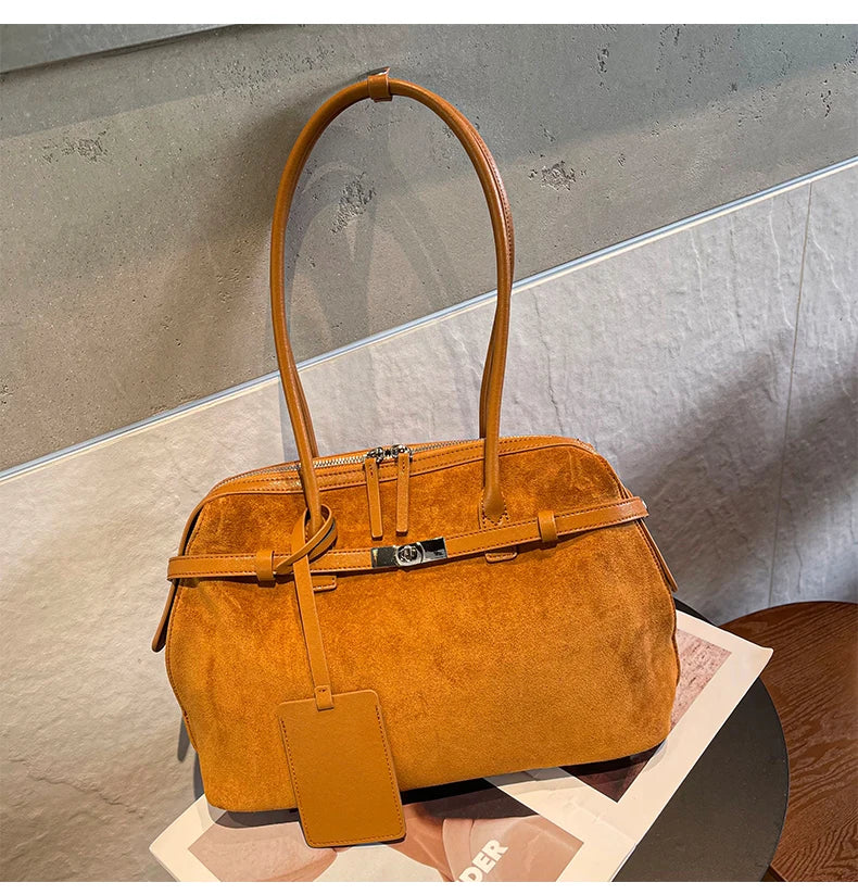 Women's Water-Resistant Suede Leather Tote