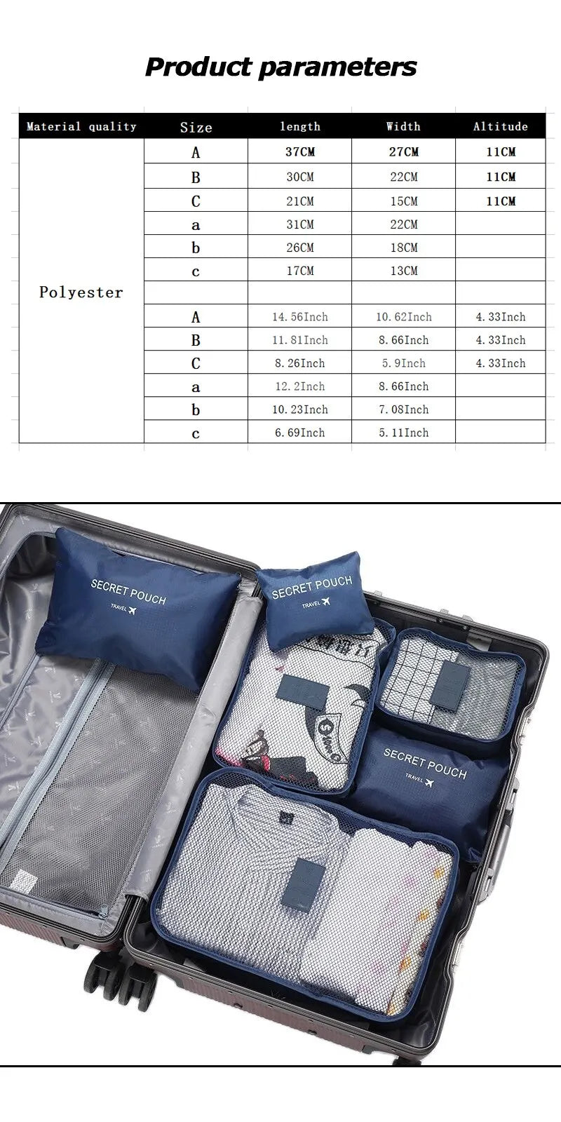 6-Piece Travel Packing Cubes Set – Portable Luggage Organiser for Suitcases