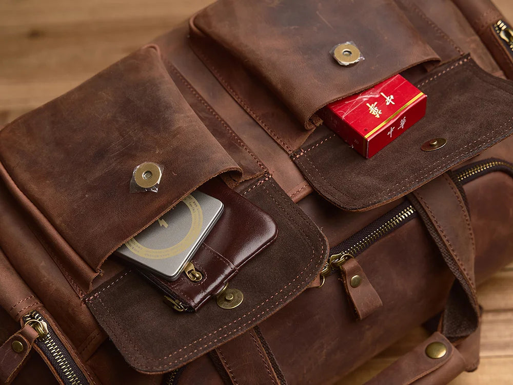 Vintage Leather Travel Messenger Bag