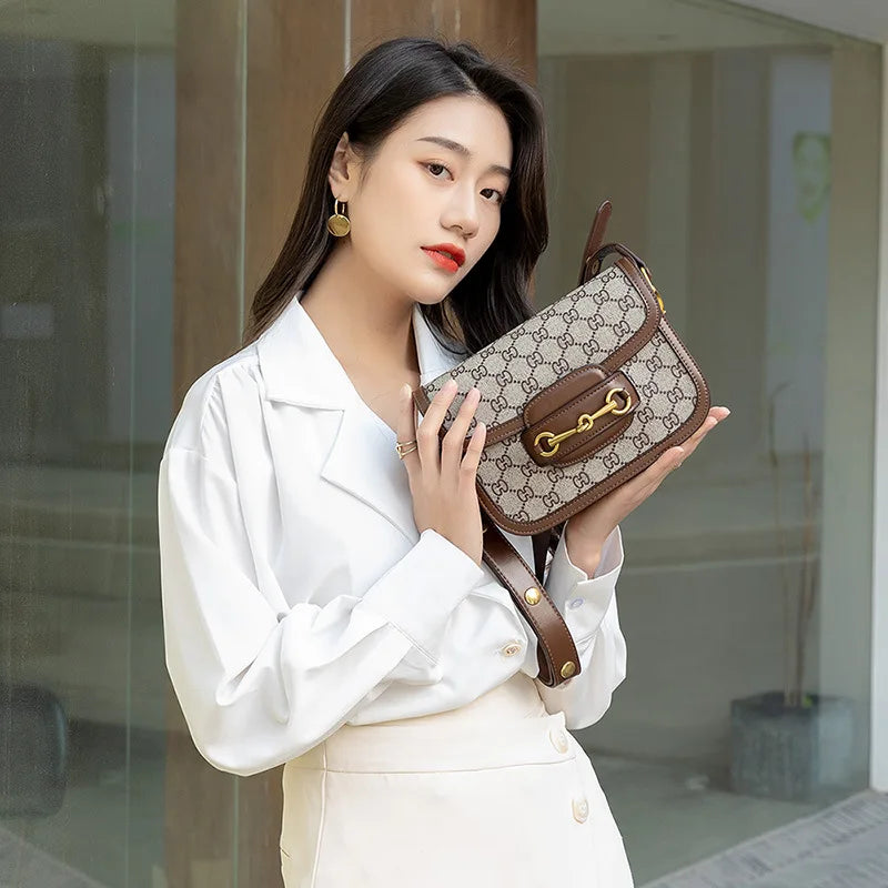 Women's Genuine Leather Saddle Bag – Crossbody Shoulder Bag