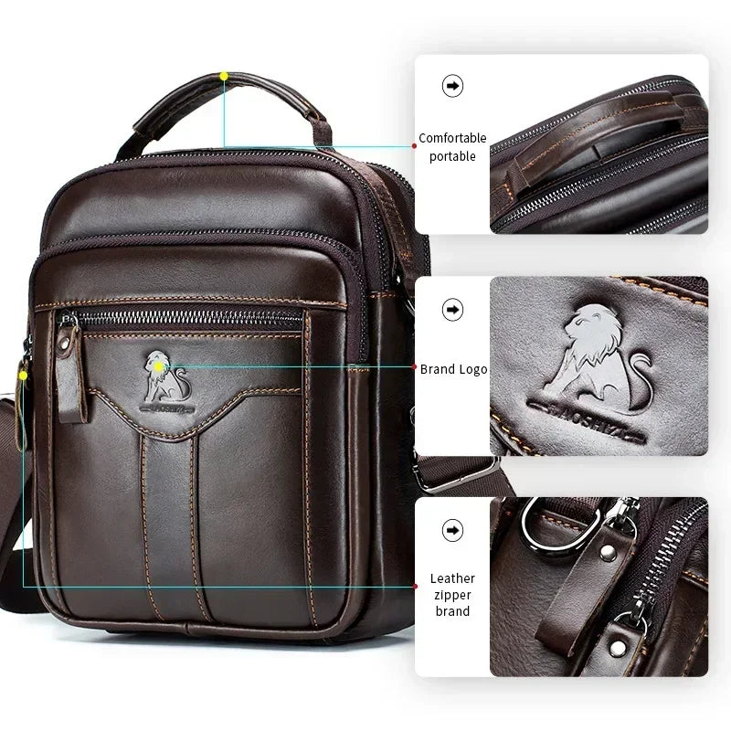 Genuine Leather Crossbody Messenger Bag – Luxury Satchel