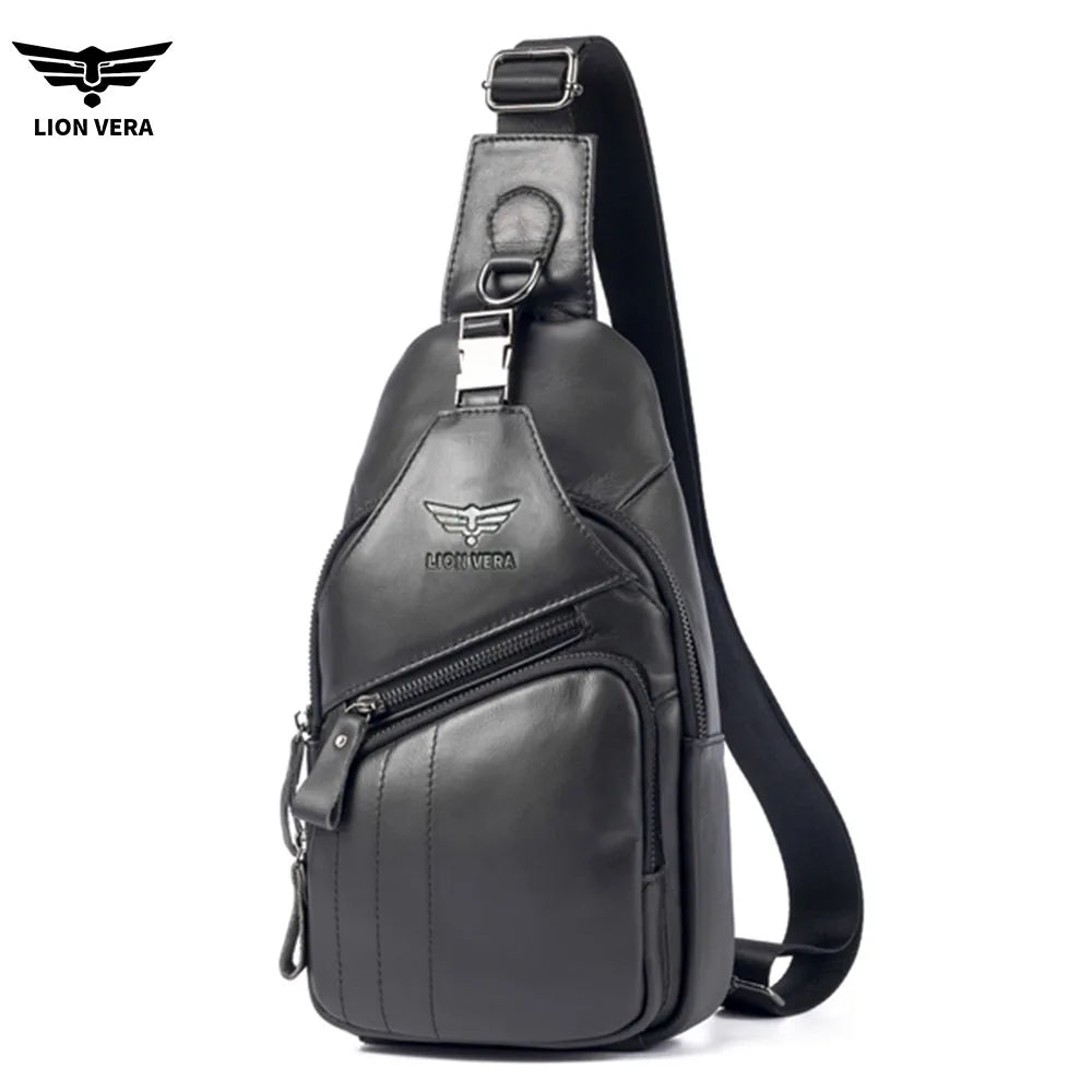 Genuine Leather Chest Bag — Anti-Theft Retro Crossbody Sling