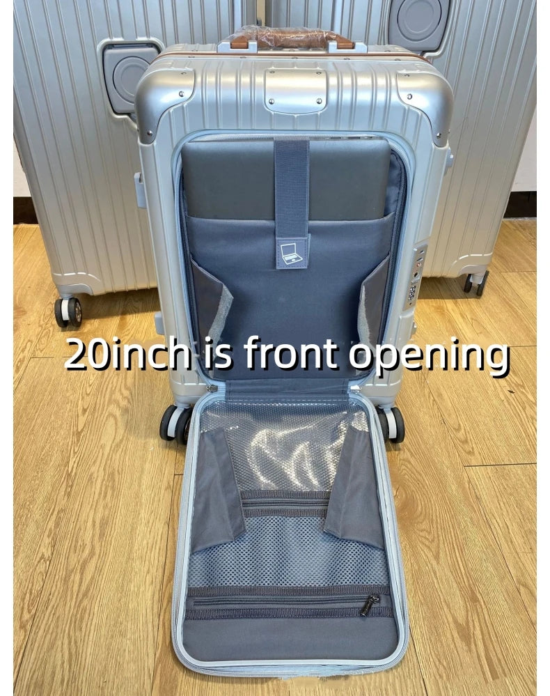Carry-On Suitcase with Front Pocket — TSA Lock Rolling Luggage 20/24/28"