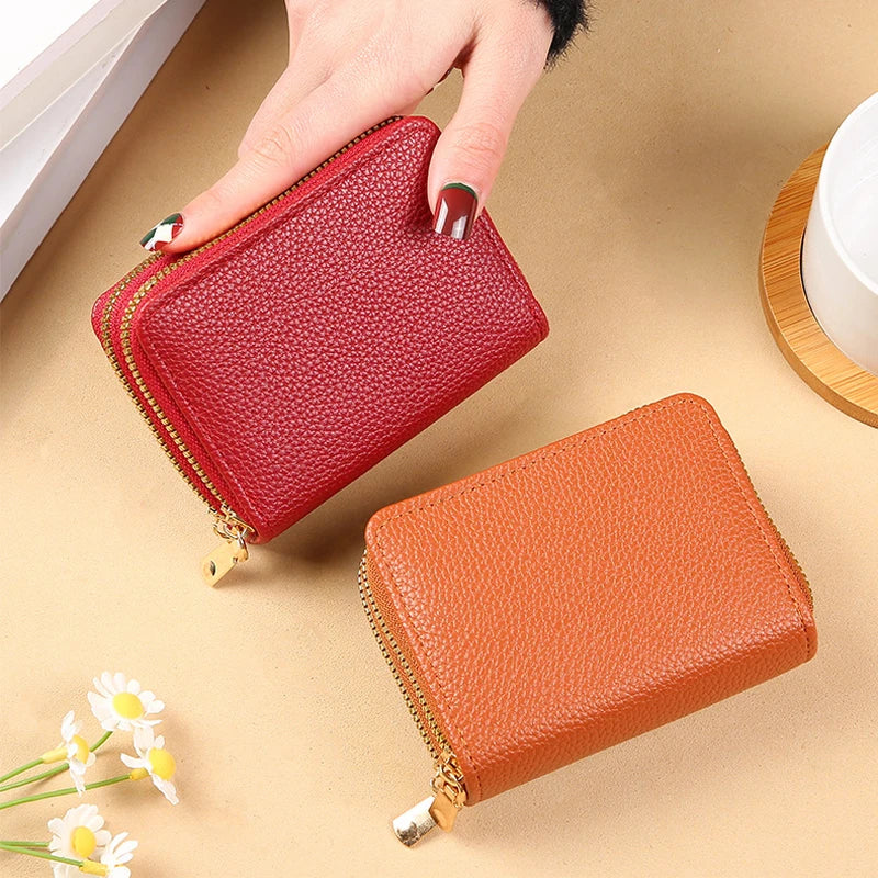 RFID Mini Wallet — Unisex PU Leather Zip Coin Purse