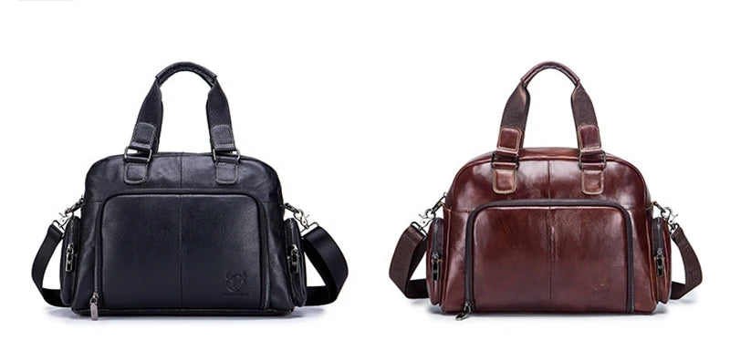 Men's Genuine Leather Briefcase – Vintage Cowhide Laptop Shoulder Bag
